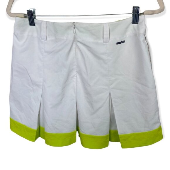 Puma Pleated Tech Golf Skirt White Neon Yellow Skort Trim Pocket Size 0 Tennis - Picture 8 of 14